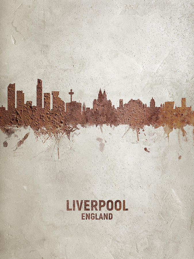 Skyline Digital Art - Liverpool England Rust Skyline by Michael Tompsett