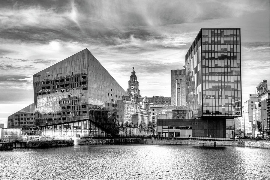 Liverpool Skyline Monochrome Photograph by Jeff Townsend