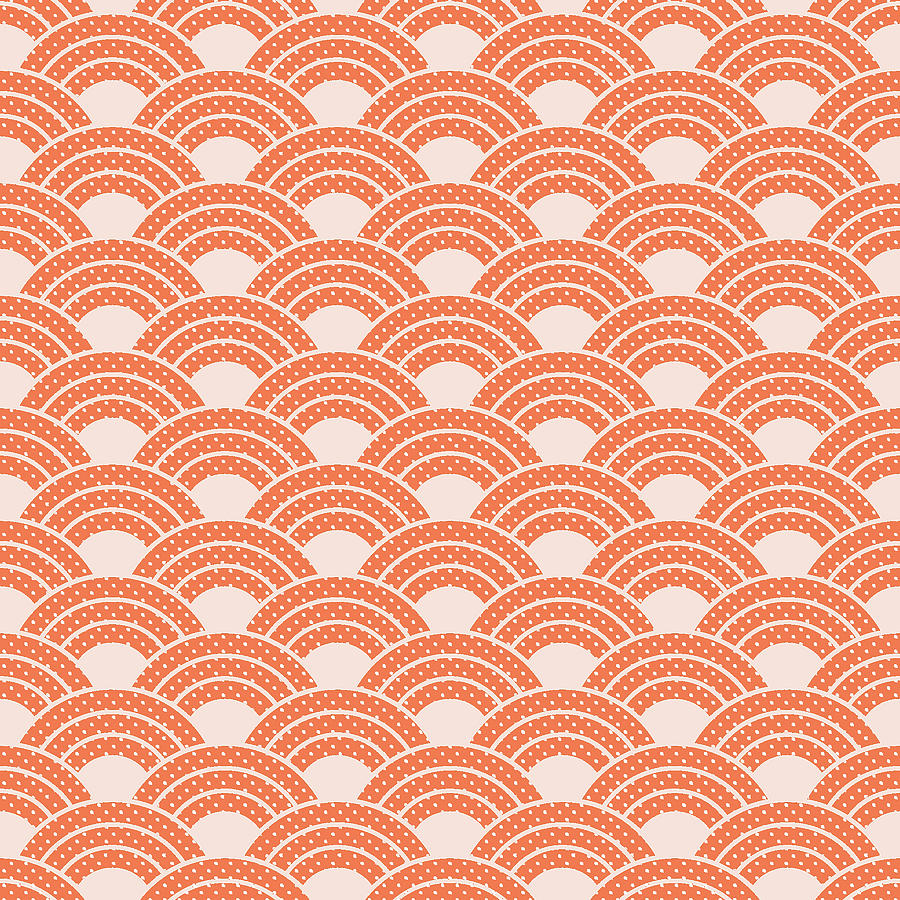 Living Coral Color Scales Pattern  Mixed Media by Gravityx9 Designs