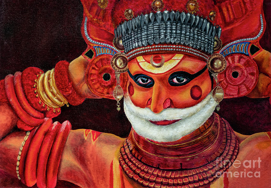 Living Gods of Malabar- Muthappan Theyyam Painting by Arjun C Mohan - Fine  Art America