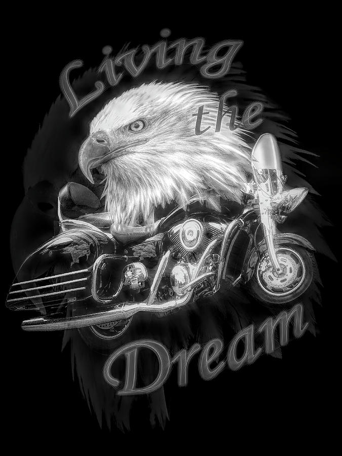Cool Digital Art - Living the Dream Radiant Black and White by Debra and Dave Vanderlaan