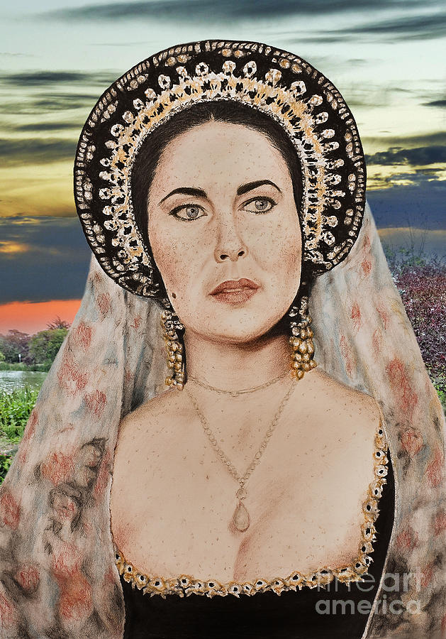 Liz Taylor Renaissance Portrait At Sunset Digital Art by Jim Fitzpatrick