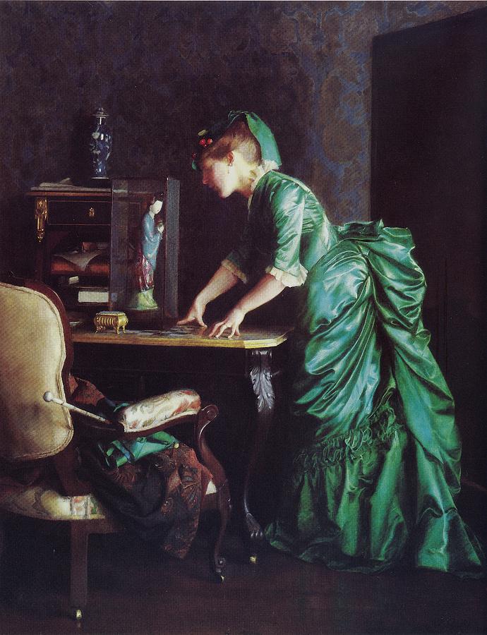 Vintage Painting - Lizzy Young in Green by Reynold Jay