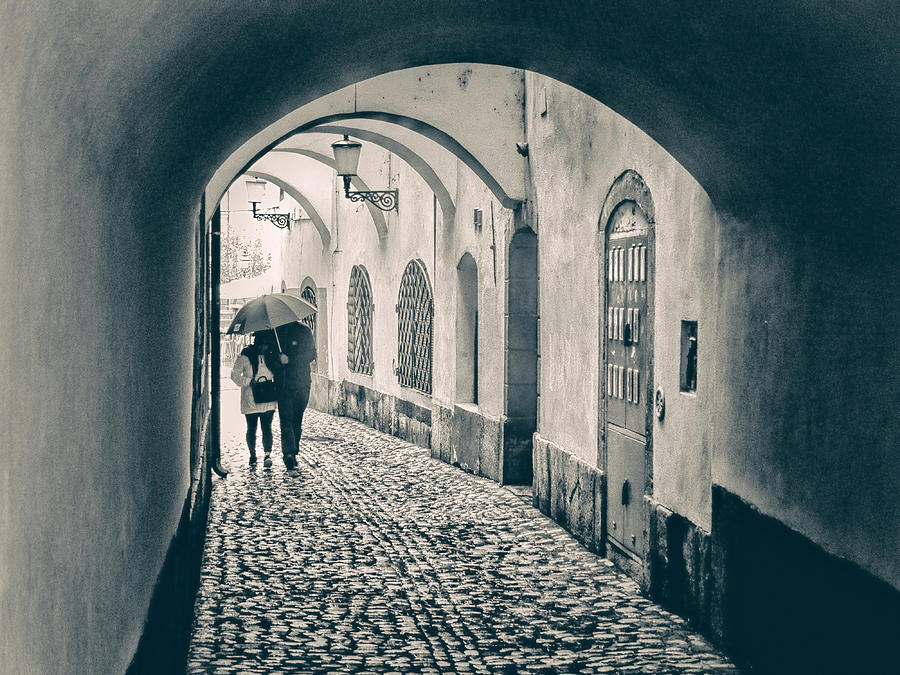 Black And White Photograph - Ljubljana Alley 2 by Claude LeTien