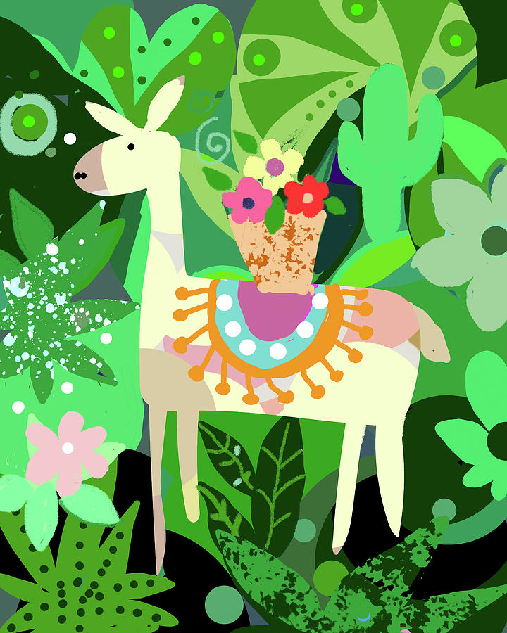 Llama Digital Art - Llama by Holly Mcgee Llama Digital Art - Llama by Holly Mcgee