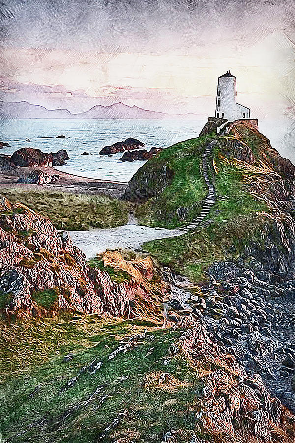 Llanddwyn Island Lighthouse - 02 Painting by AM FineArtPrints