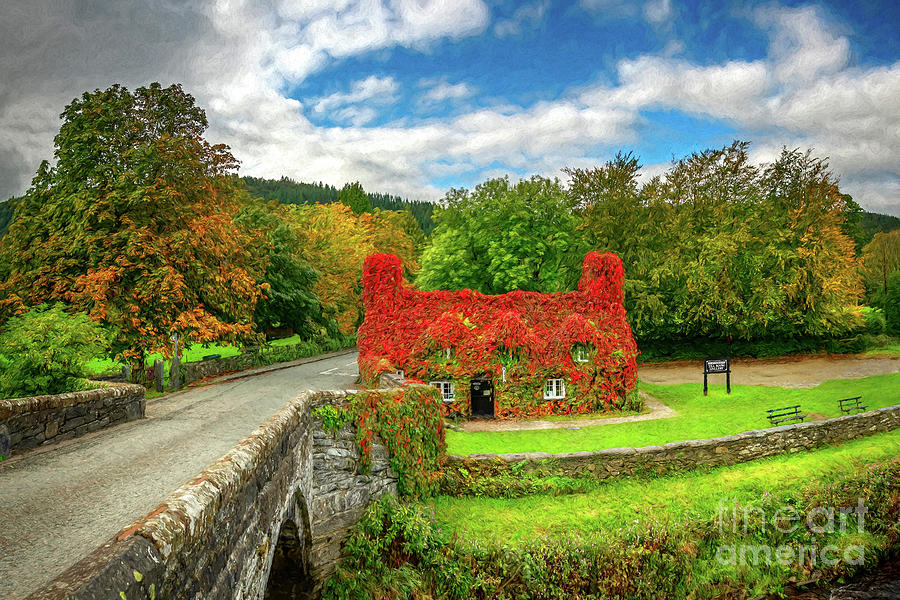 Llanrwst Tea Cottage Fall Photograph by Adrian Evans