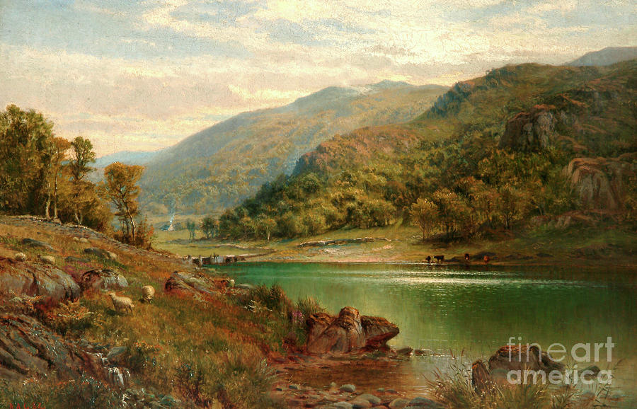 Llyn Mymbyr, Capel Curig, 1882 Painting by Alfred Augustus Glendening