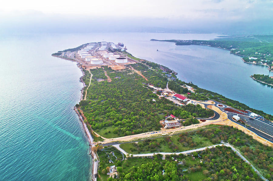 LNG terminal on Krk island aerial view Photograph by Brch Photography