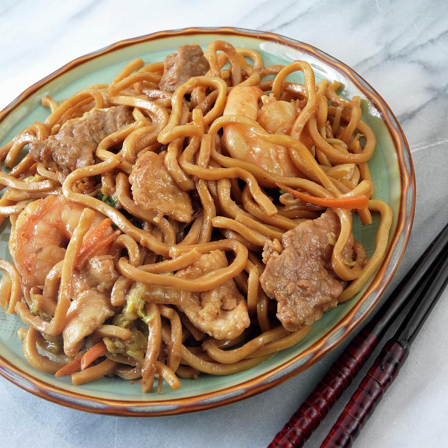 Lo Mein With Beef, Shrimp And Chicken Photograph by Paul Poplis - Fine ...