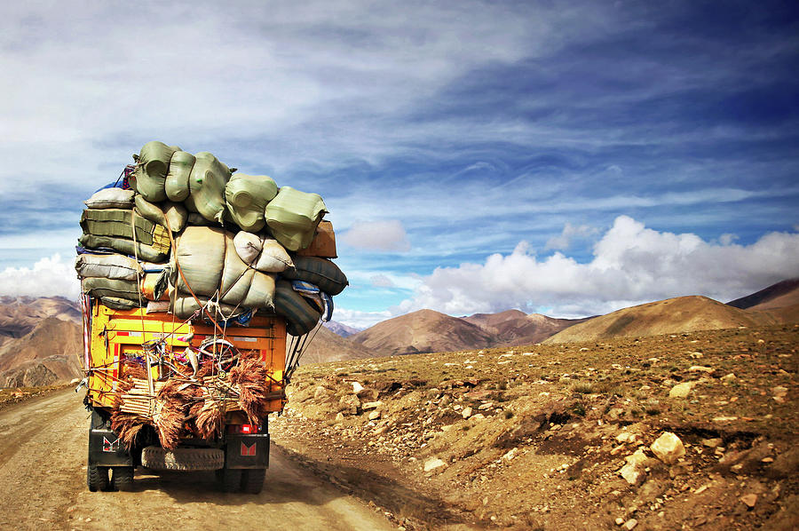 Loaded Truck With Bags In Himalaya Photograph by Nicole Kucera