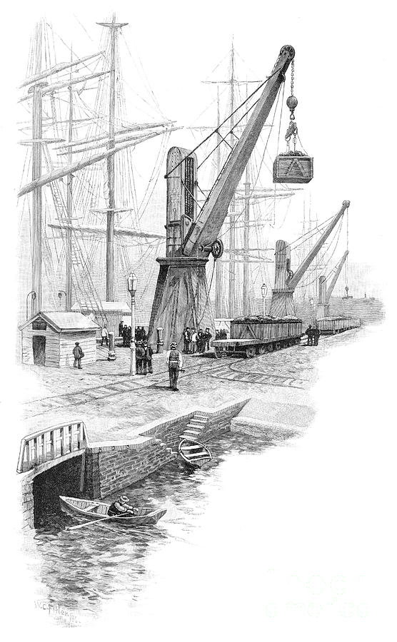 Loading Coal At Newcastle, New South Drawing by Print Collector Fine