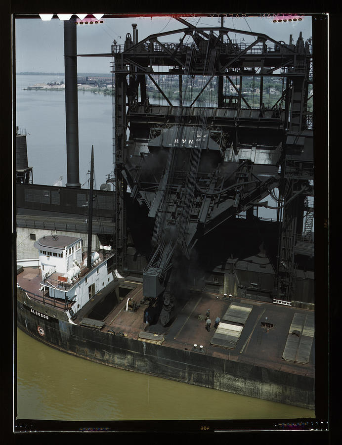 Crane Painting - Loading coal into a freighter #4 by Delano, Jack