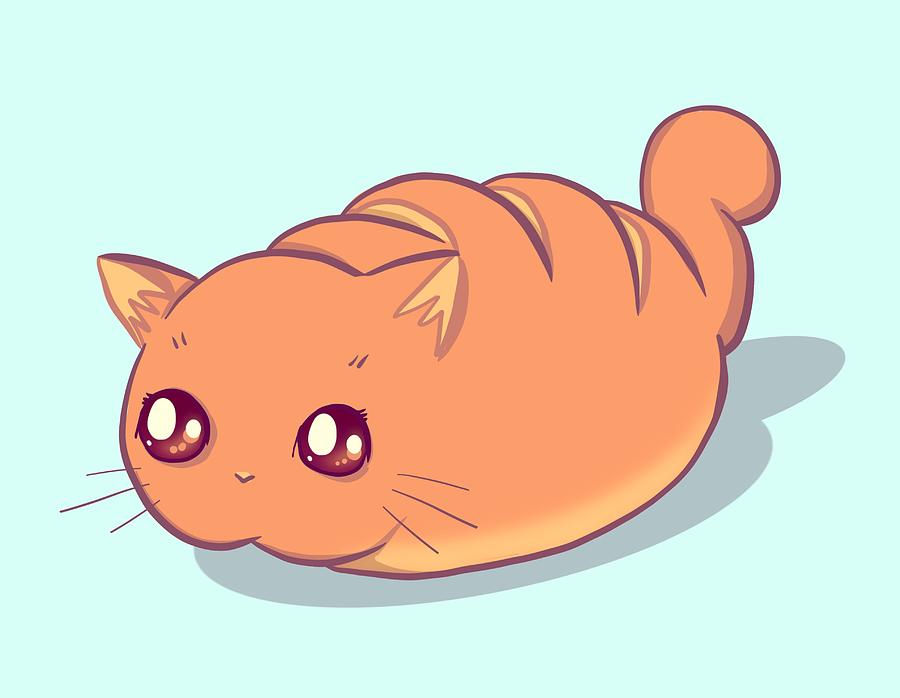 Bread Drawing - Loaf Cat by Ludwig Van Bacon