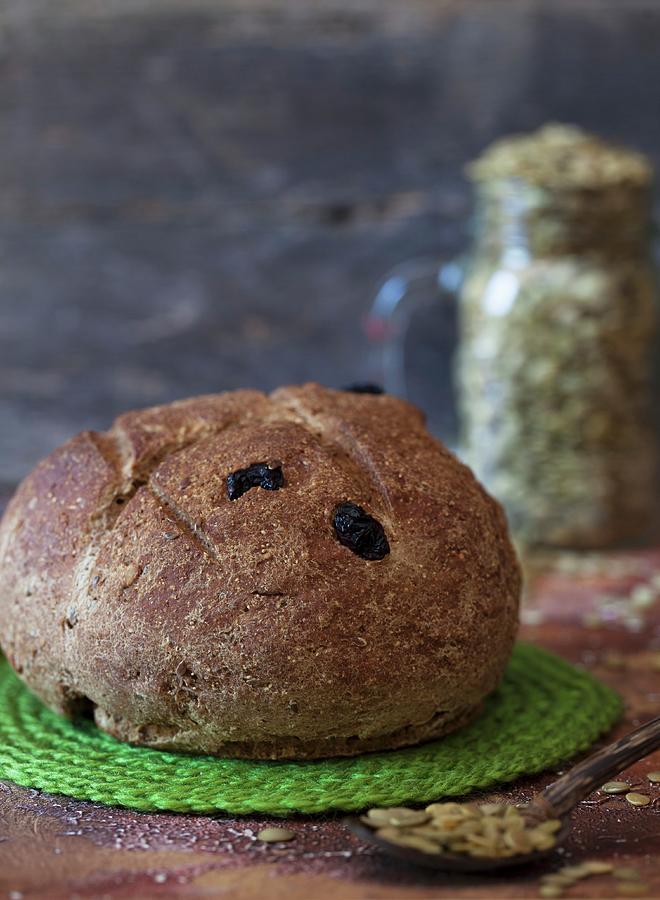 Loaf Of Rye Bread With Dried Cherries Photograph by Strokin, Yelena