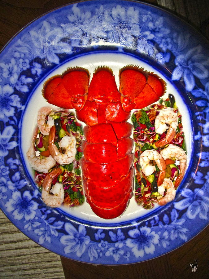Lobstair Tail And Shrimp Dinner Photograph by Joyce Dickens
