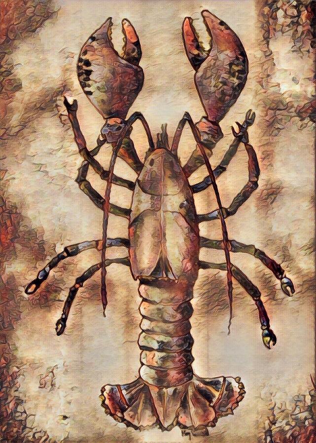 Lobster in browns Digital Art by Megan Walsh