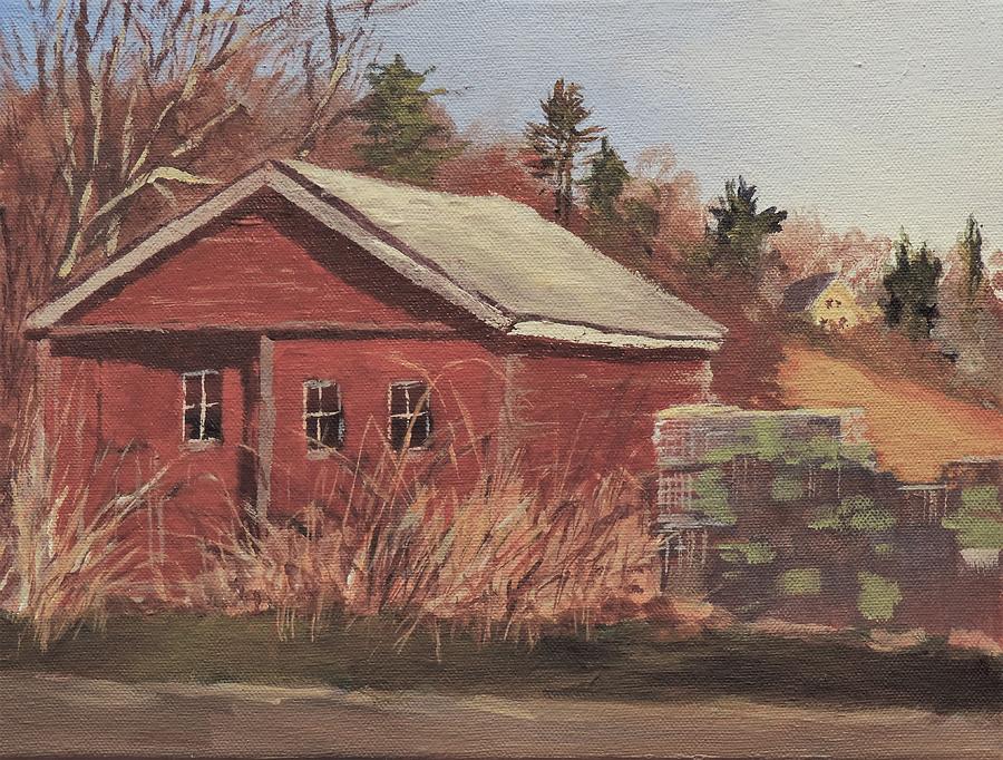 Lobster Traps and Old Garage Painting by Bill Tomsa