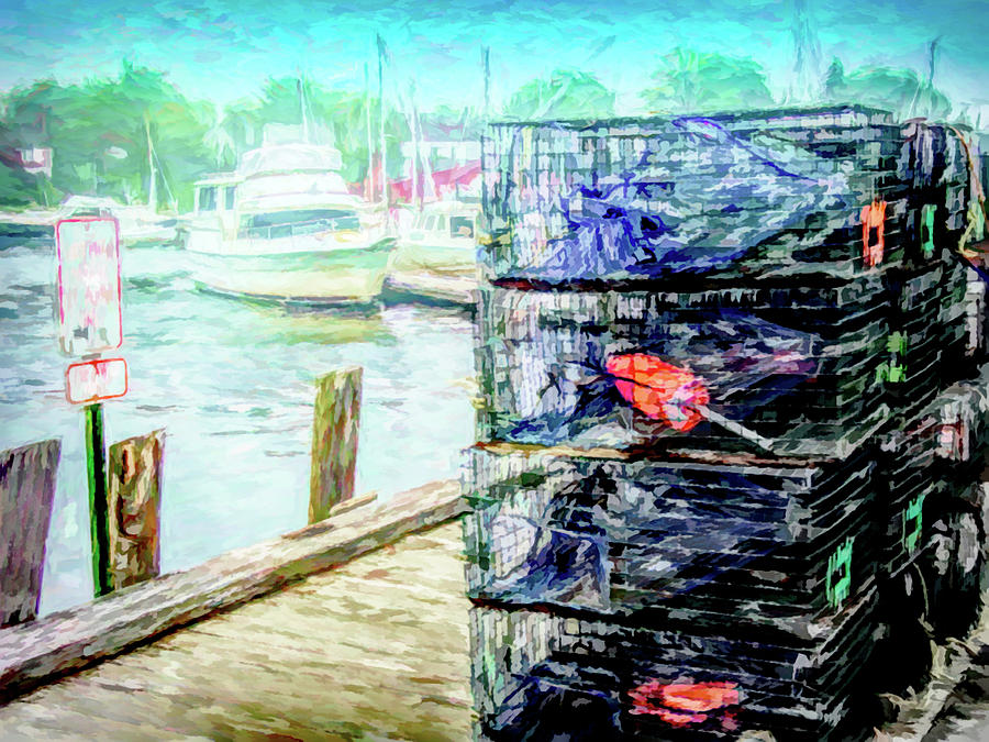 Lobster Traps on Dock by Barry Wills Lobster Traps on Dock by Barry Wills