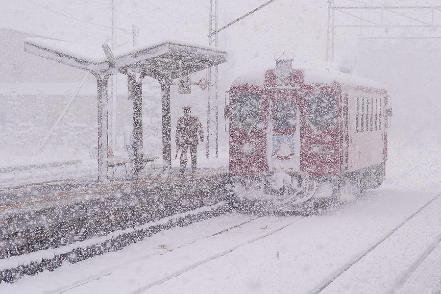 Local Railway In The Snowy Country Photograph by Toru Sugawara
