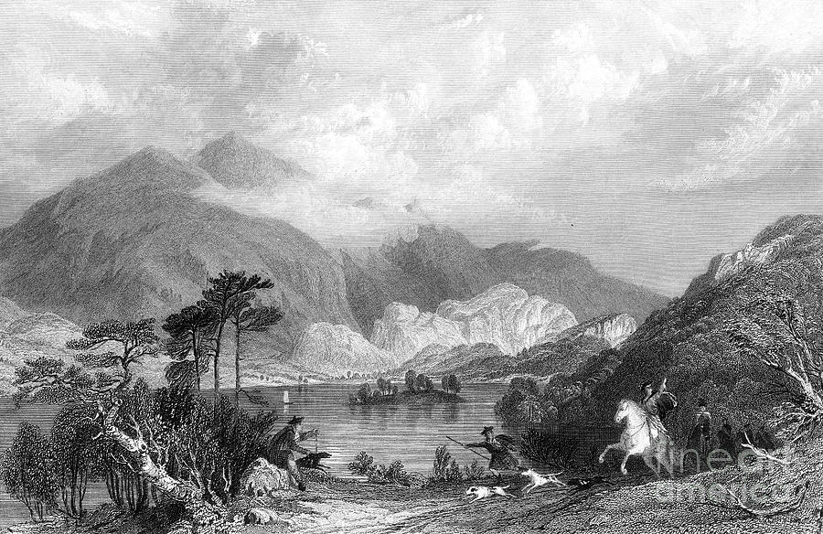 Loch Achray, Perthshire, Scotland, 19th Drawing by Print Collector