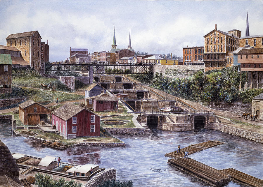 Water Scenes Painting - Lockport Ny, Lockport 5s, Ca. 1865 by Stanton Manolakas