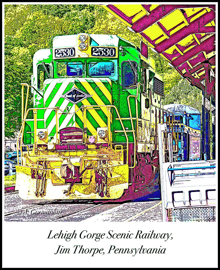Locomotive, Lehigh Gorge Scenic Railway, Jim Thorpe, Pennsylvani Digital Art by A Macarthur Gurmankin
