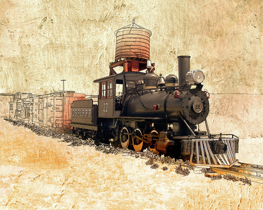 Train Mixed Media - Locomotive by Ynon Mabat