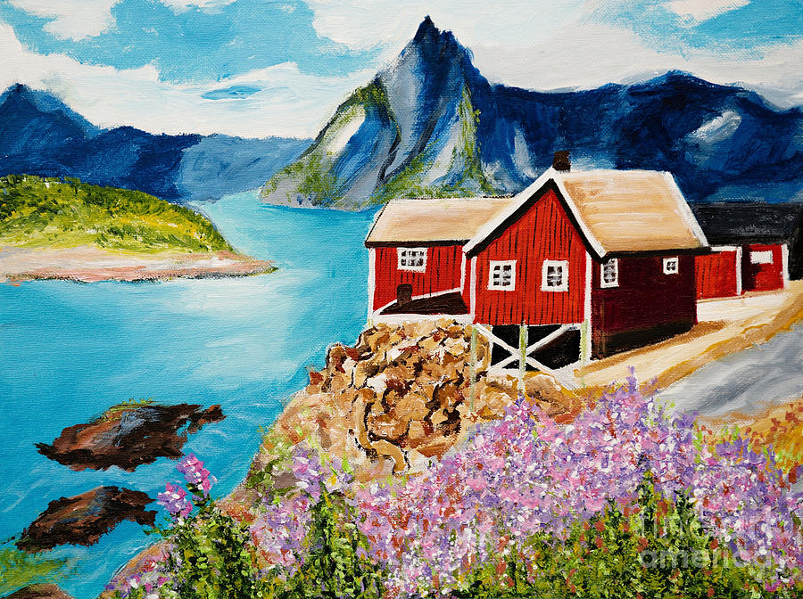 Mountain Painting - Lofoten Islands, Norway by Art by Danielle