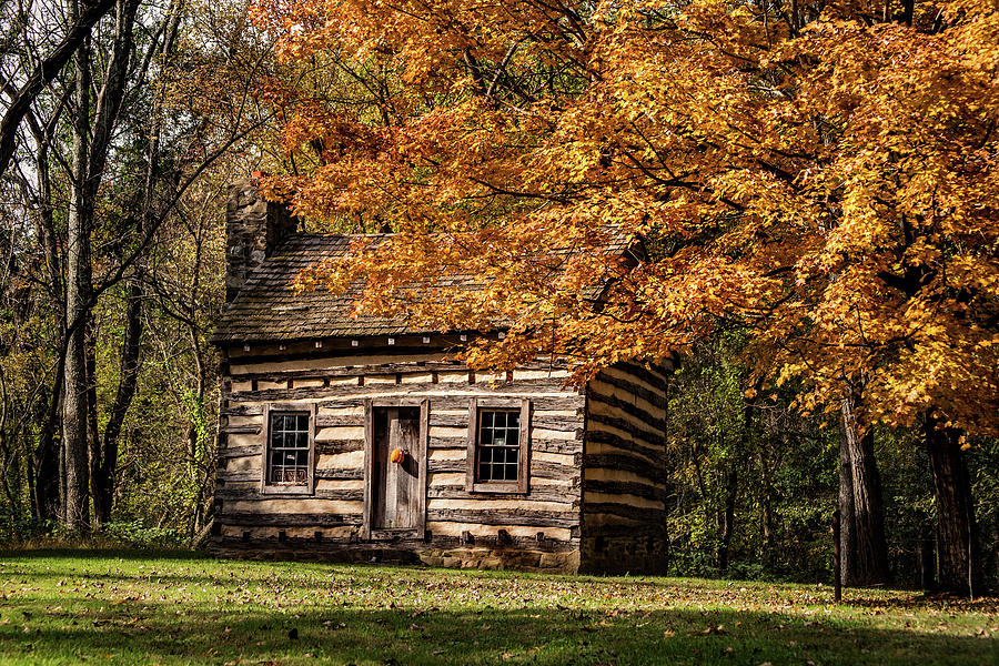 Log Cabin--Fall Photograph by Don Johnson