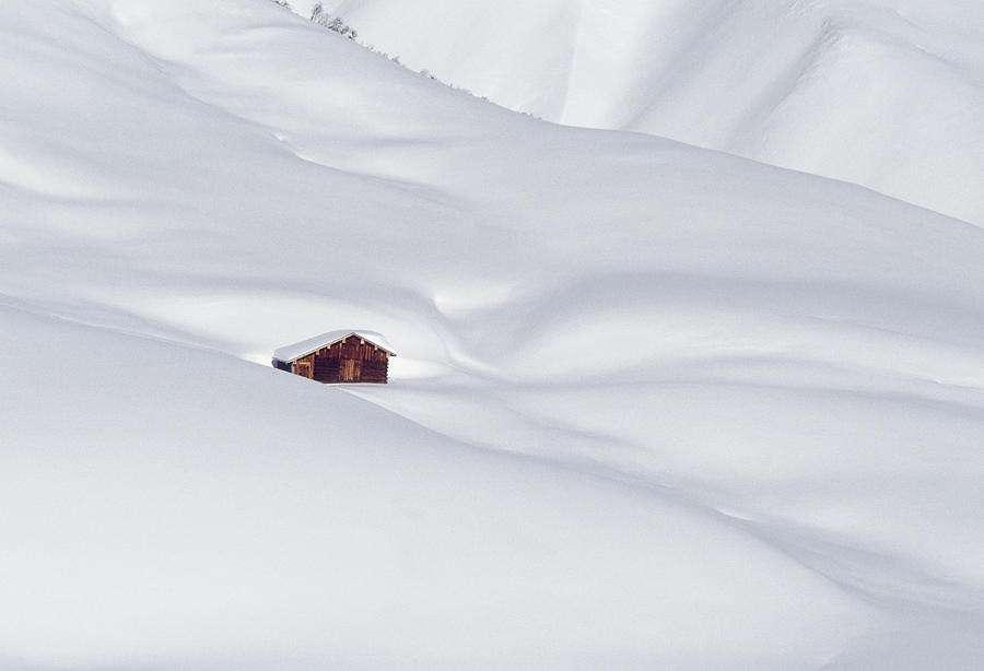 Log Cabin In Snowy Alps Photograph by Gerhard Fitzthum