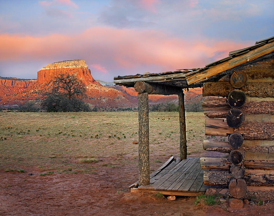 Log Cabin, Kitchen Mesa, Ghost Ranch, New Mexico Photograph by Tim Fitzharris