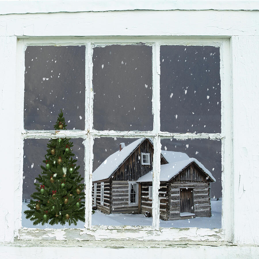 Log Cabin Window Digital Art by Marilyn Wilson