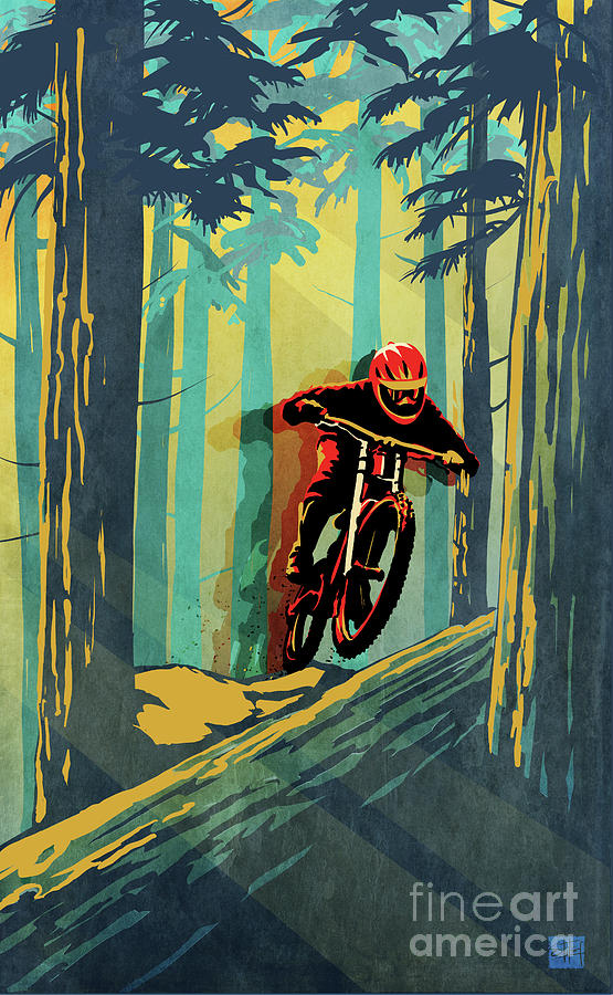 Mountain Bike Painting - Log Jumper by Sassan Filsoof