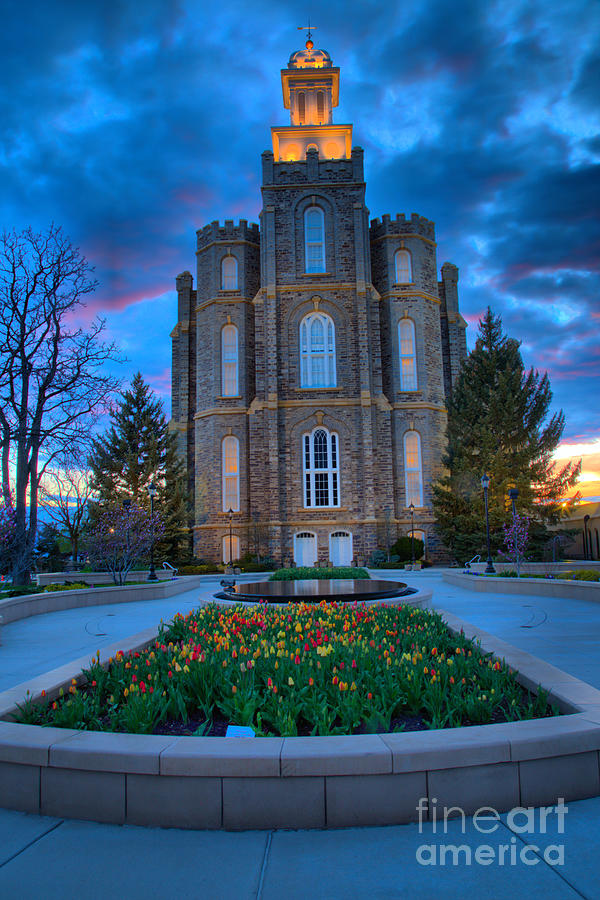 Logan Utah Temple Evening Portrait Photograph by Adam Jewell