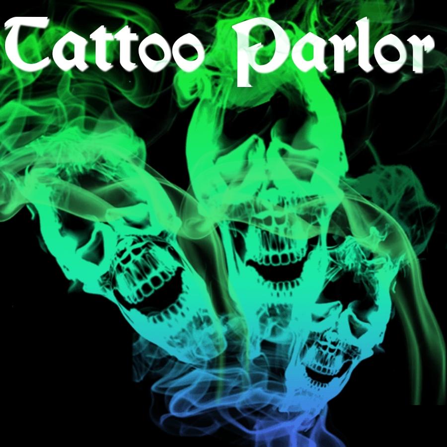 Tattoo Parlor 3 Flaming Skulls Logo Art 6 Photograph