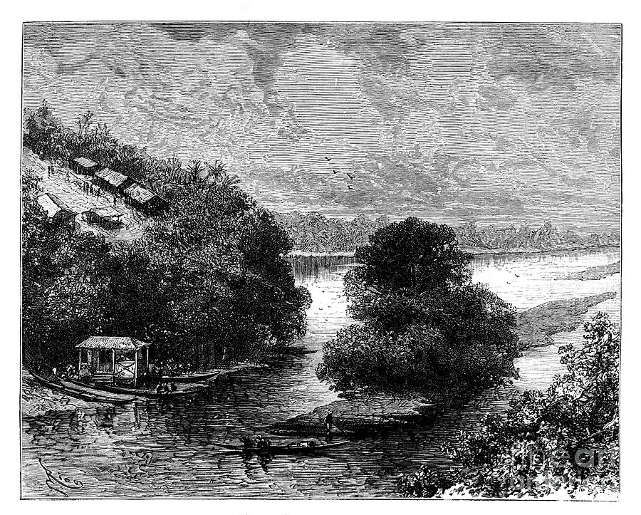 Logooue, Congo, Africa, 19th Drawing by Print Collector Logooue, Congo, Africa, 19th Drawing by Print Collector