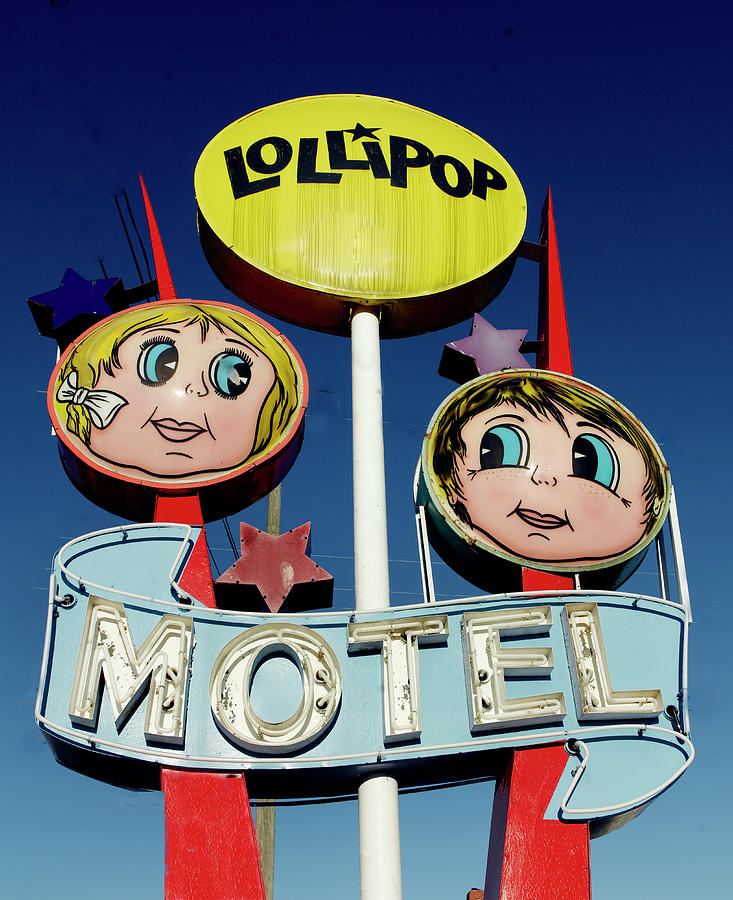 Lollipop Motel sign, Wildwood, New Jersey Painting by 