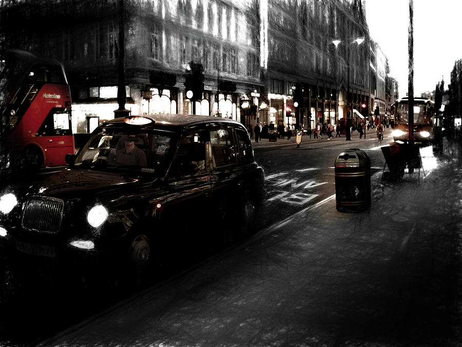 Night Street London Mixed Media by Aleksandrs Drozdovs