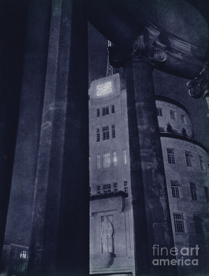 London At Night, Broadcasting House, Through The Porch Of All Souls, Langham Place Photograph by Harold Burdekin