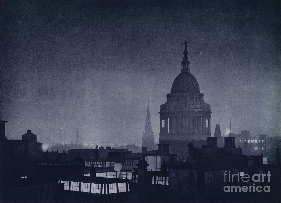 London At Night, Dome Of Old Bailey Photograph by Harold Burdekin