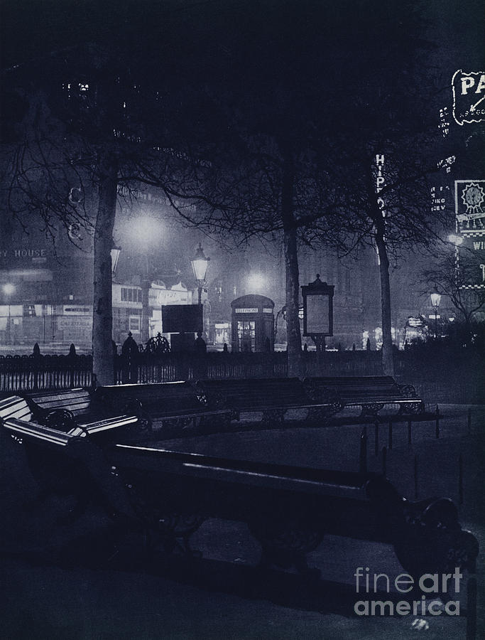 London At Night, Leicester Square, Piccadilly Photograph by Harold Burdekin