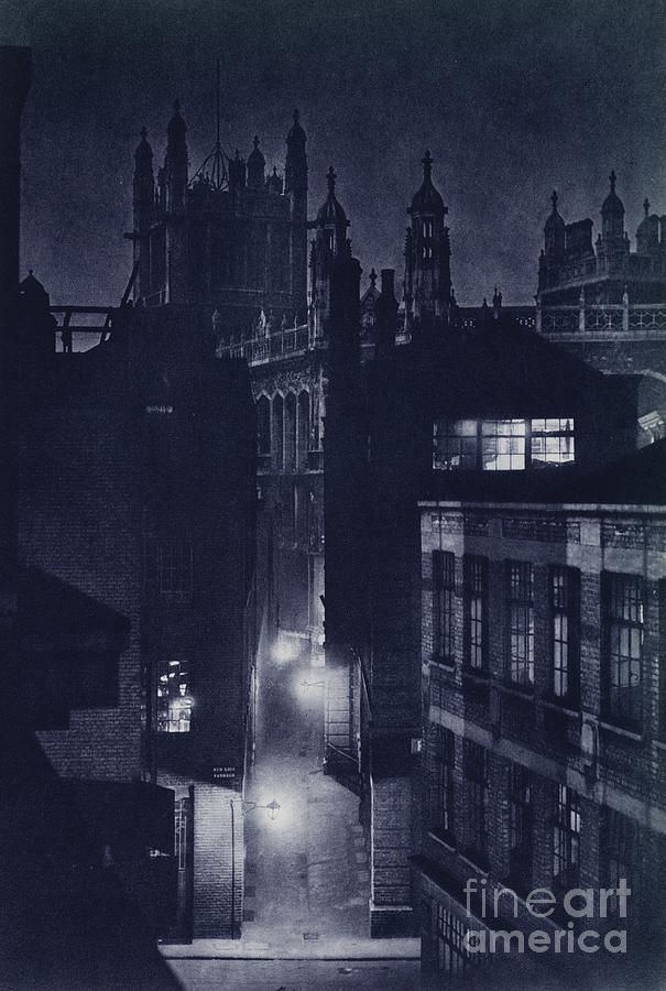 London At Night, Red Lion Passage And Rolls And Records Office, Chancery Lane Photograph by Harold Burdekin
