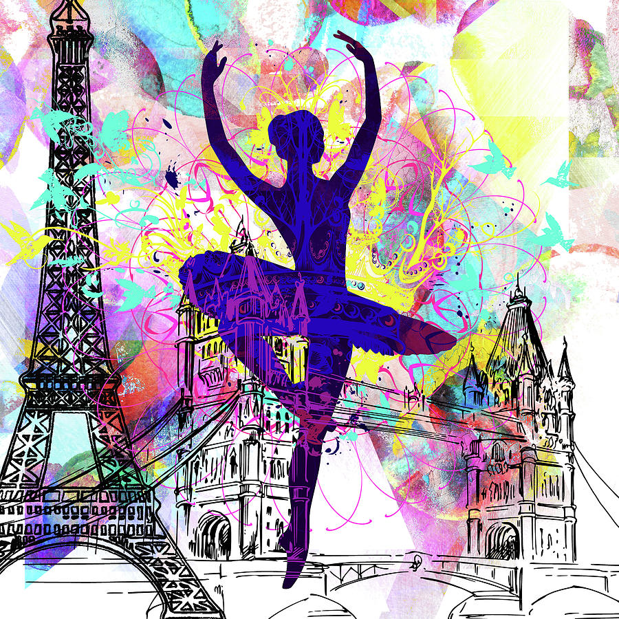 London Mixed Media - London Ballerina Silhouette 01 by Lightboxjournal