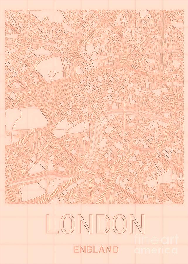 London Blueprint City Map Digital Art by HELGE Art Gallery