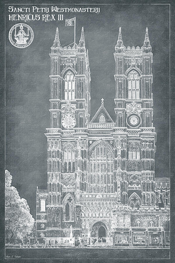 London Blueprints - Gothic Architecture of Westminster Abbey Digital Art by Mark Tisdale