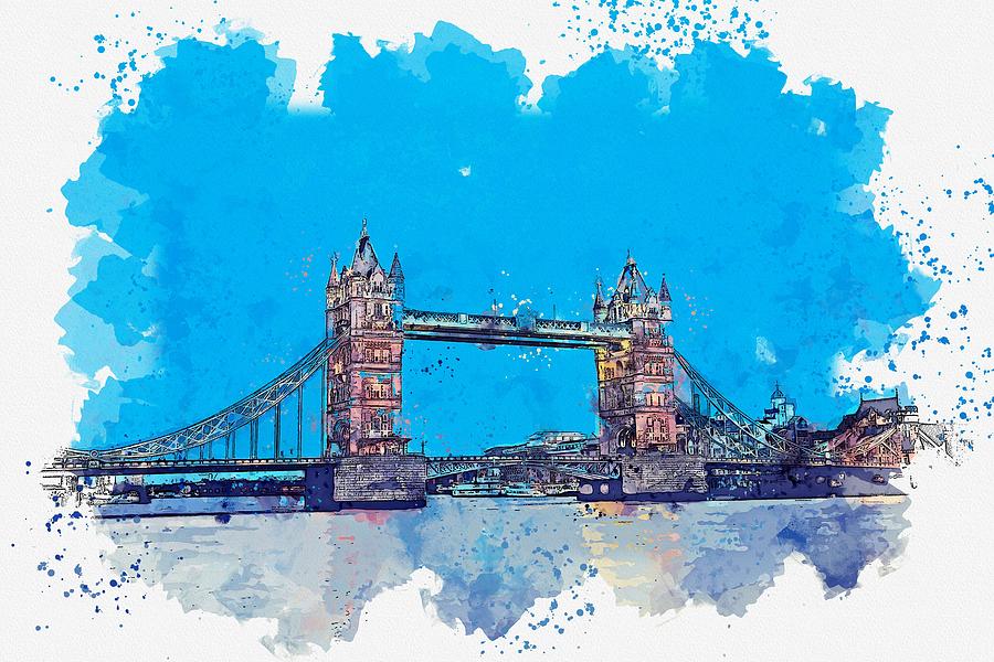 London, Bridge Watercolor By Ahmet Asar Painting