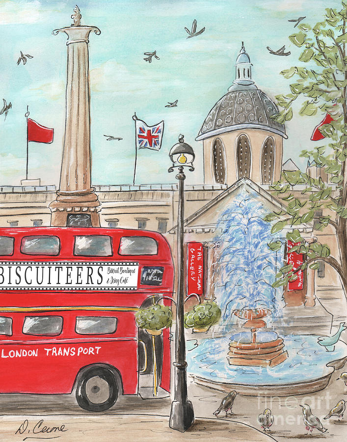 London Childs Art Trafalgar Square Painting by Debbie Cerone