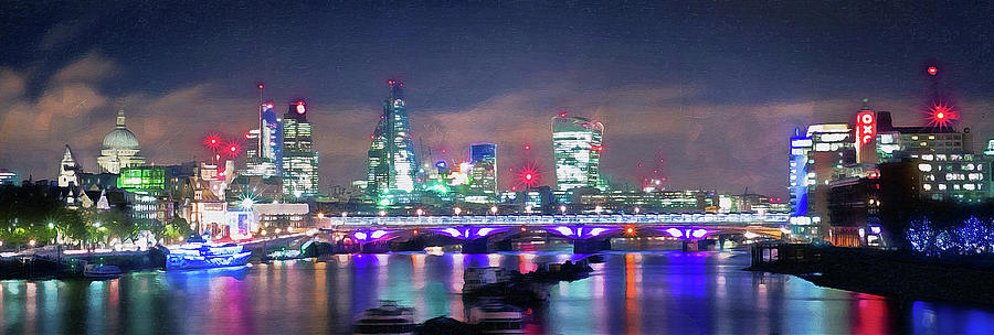 London Cityscape 02 Painting by AM FineArtPrints