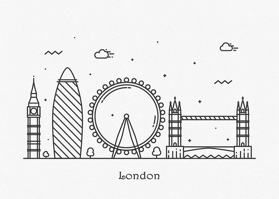 London Cityscape Travel Poster Drawing by Inspirowl Design